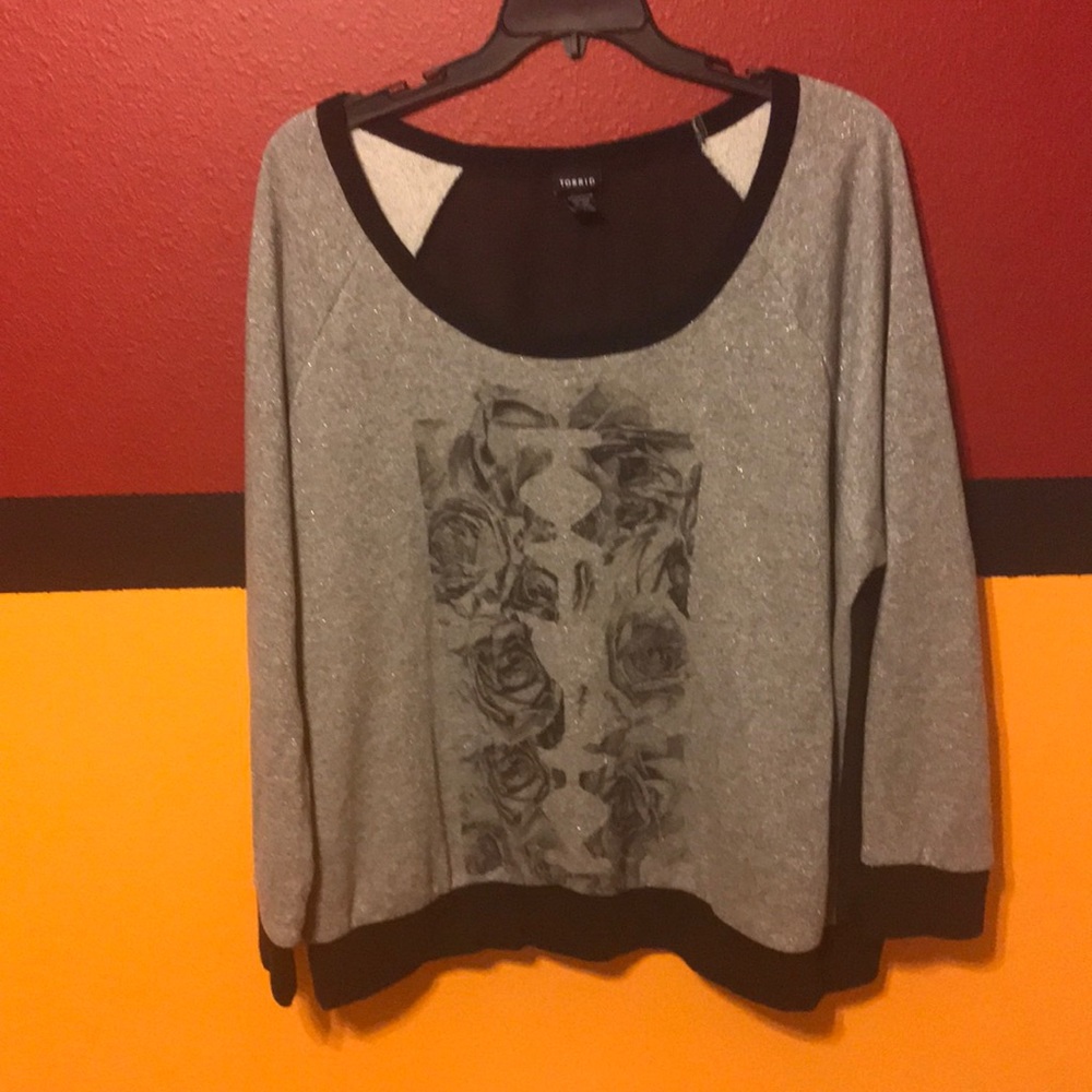 Silver shimmer long sleeve lightweight sweater
